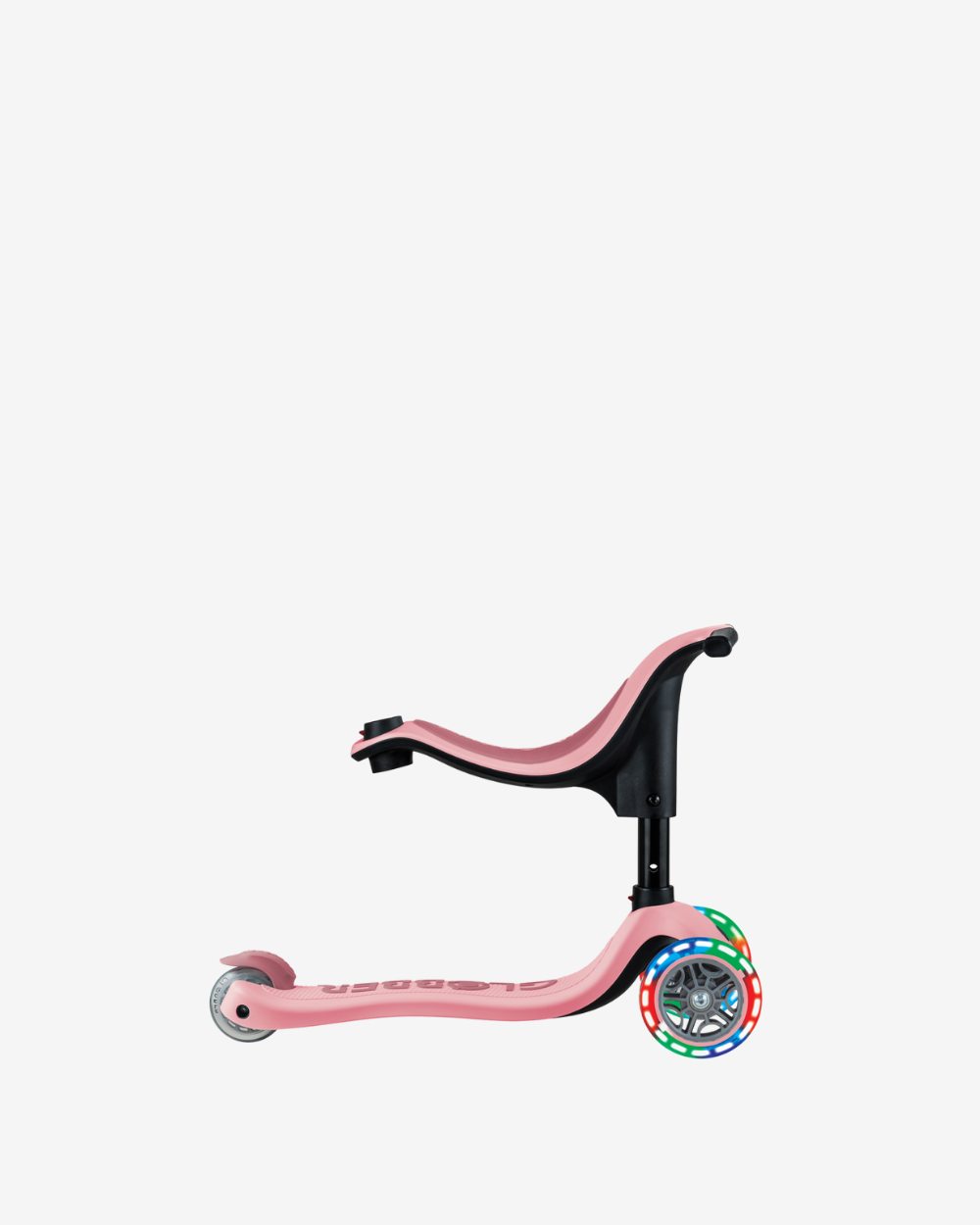 Globber Go Up Sporty V2 3 Wheel Kids Convertible Scooter | Light Up Pastel Pink / Deep Pink