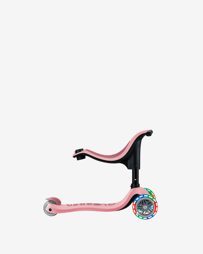 Globber Go Up Sporty V2 3 Wheel Kids Convertible Scooter | Light Up Pastel Pink / Deep Pink
