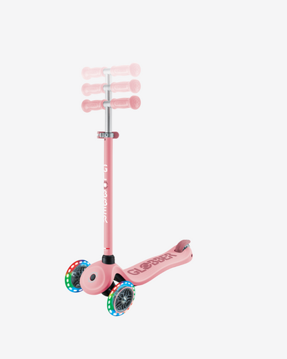 Globber Go Up Sporty V2 3 Wheel Kids Convertible Scooter | Light Up Pastel Pink / Deep Pink
