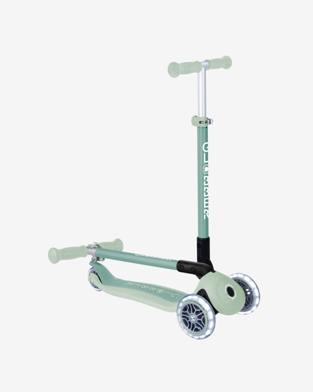 Globber Ecologic Primo Foldable 3 Wheel Scooter with Lights | Pistachio