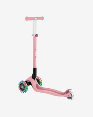 Globber Primo 3 Wheel Kids Scooter Foldable Plus Light Up | Pastel Pink