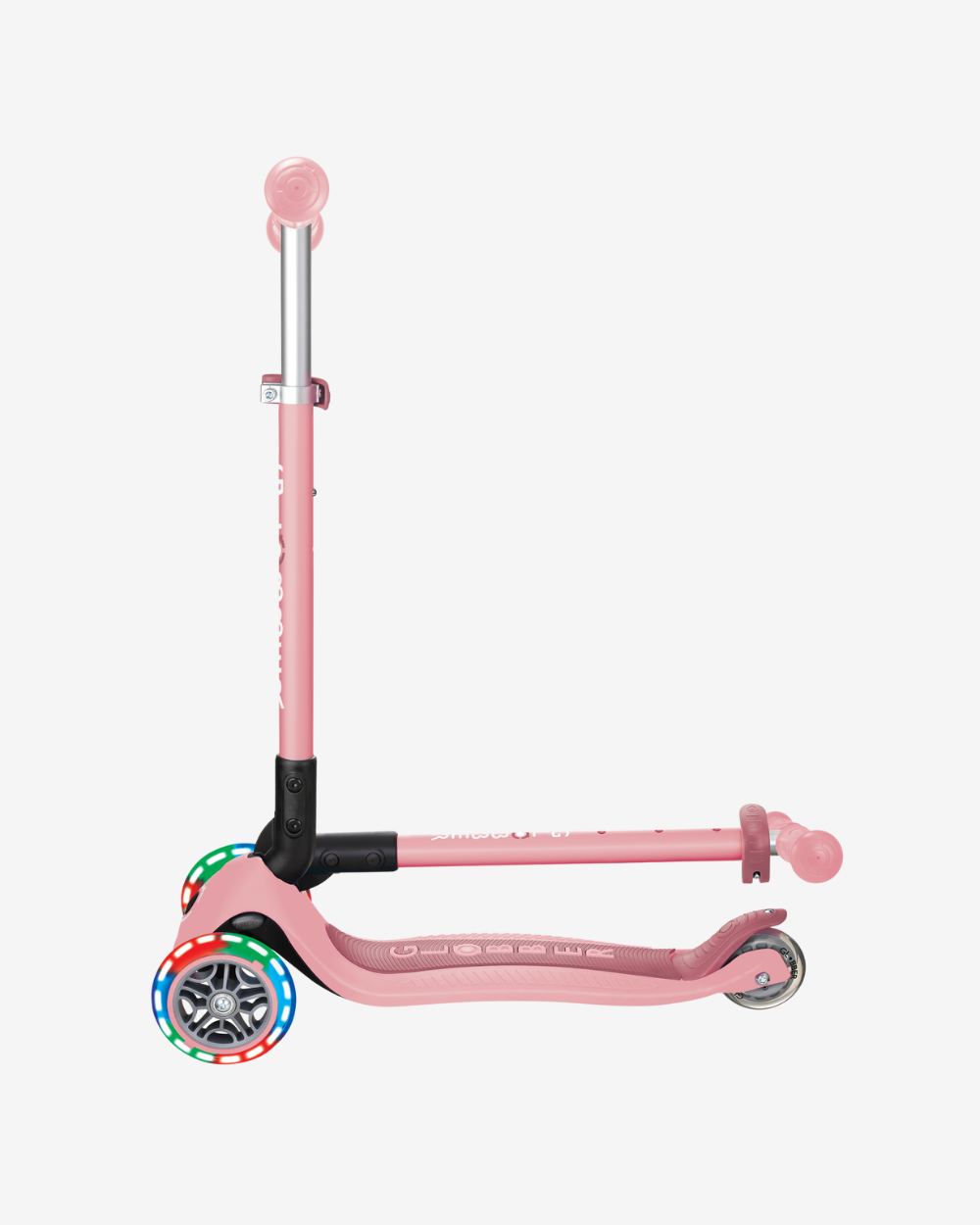 Globber Primo 3 Wheel Kids Scooter Foldable Plus Light Up | Pastel Pink