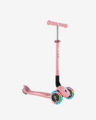 Globber Primo 3 Wheel Kids Scooter Foldable Plus Light Up | Pastel Pink