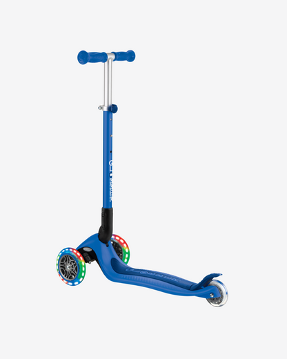Globber Primo 3 Wheel Kids Scooter Foldable | Light Up Navy Blue