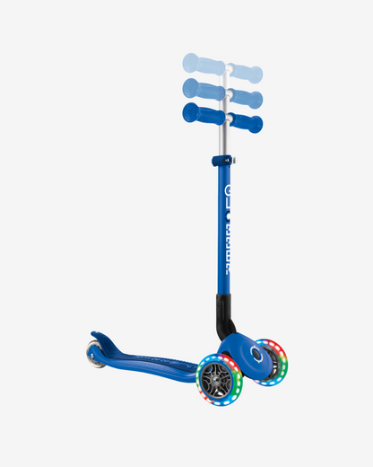 Globber Primo 3 Wheel Kids Scooter Foldable | Light Up Navy Blue