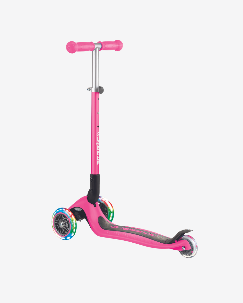 Globber Primo 3 Wheel Kids Scooter Foldable | Light Up Neon Pink