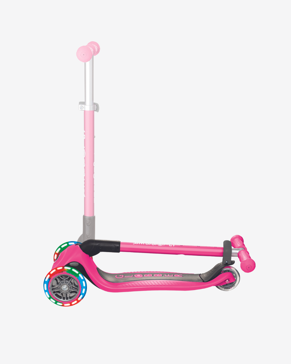 Globber Primo 3 Wheel Kids Scooter Foldable | Light Up Neon Pink