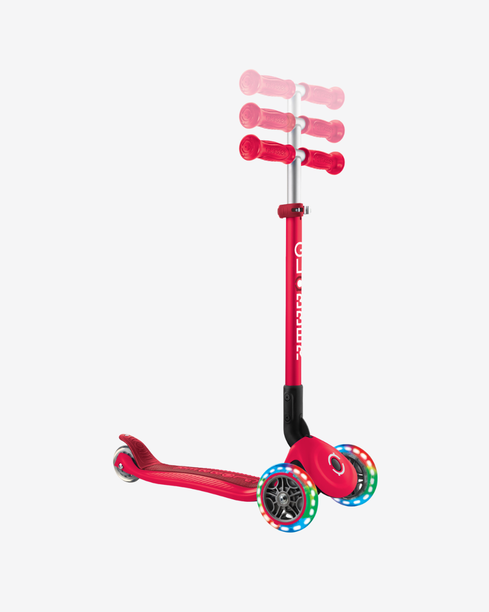 Globber Primo 3 Wheel Kids Scooter Foldable | Light Up Red