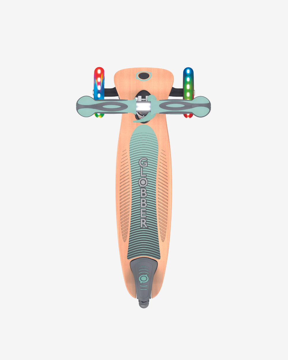 Globber Primo 3 Wheel Kids Scooter Foldable | Light Up Wood / Mint