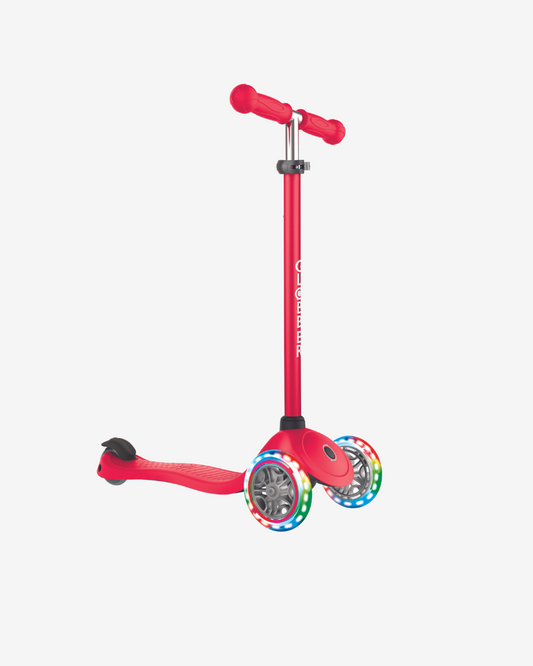 Globber Primo 3 Wheel Kids Scooter | Light Up Red