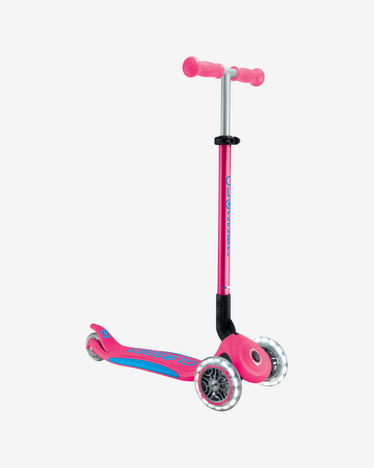 Globber Primo V2 3 Wheel Kids Scooter Foldable Plus | Fuchsia Pink / Sky Blue