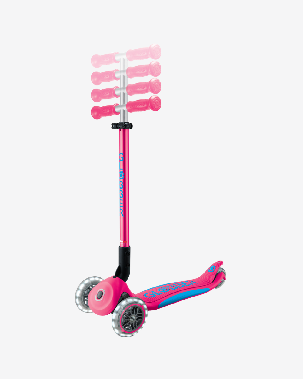 Globber Primo V2 3 Wheel Kids Scooter Foldable Plus | Fuchsia Pink / Sky Blue