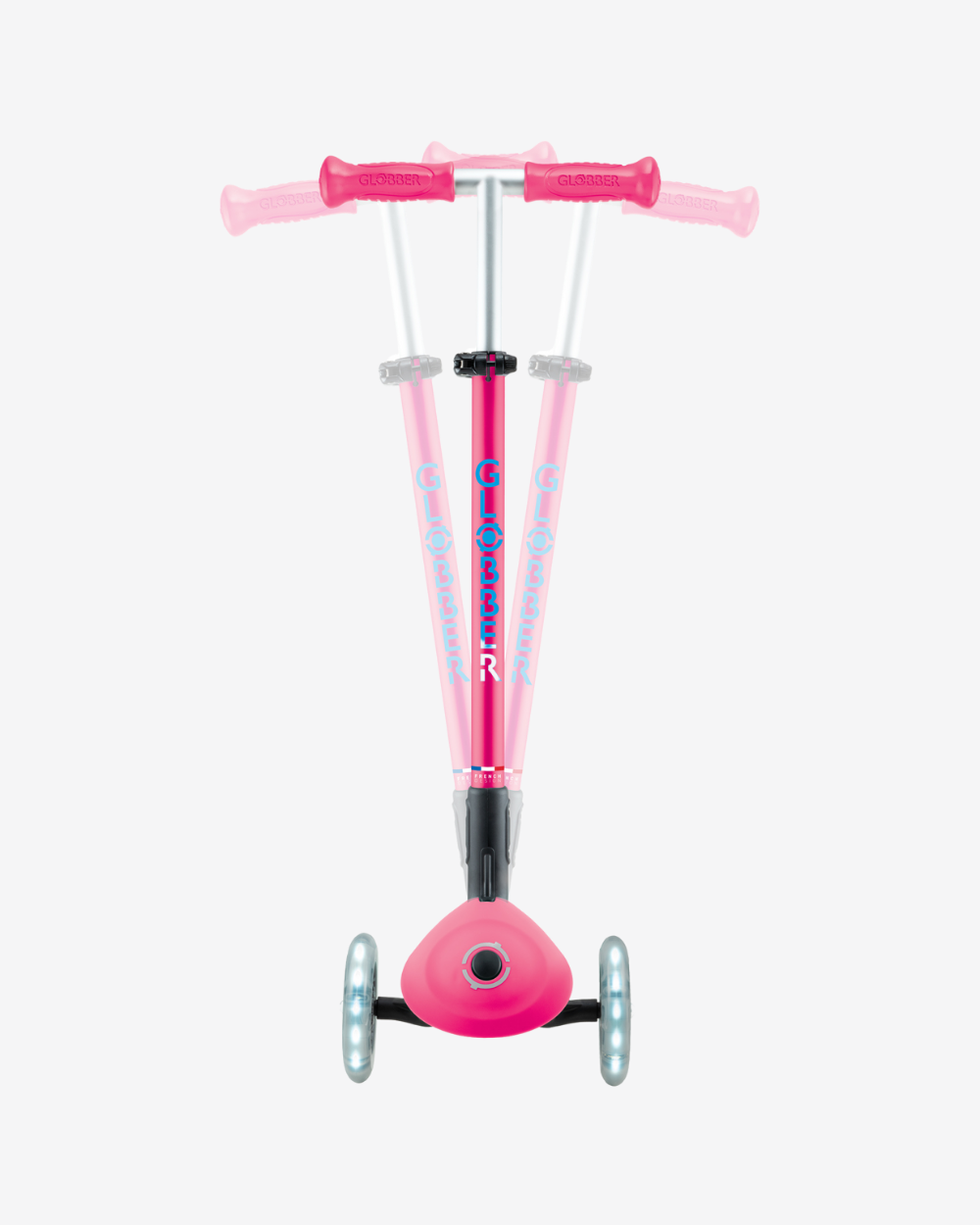 Globber Primo V2 3 Wheel Kids Scooter Foldable Plus | Fuchsia Pink / Sky Blue