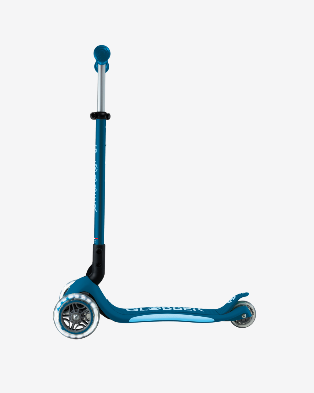 Globber Primo V2 3 Wheel Kids Scooter Foldable Plus | Light Up Petrol Blue