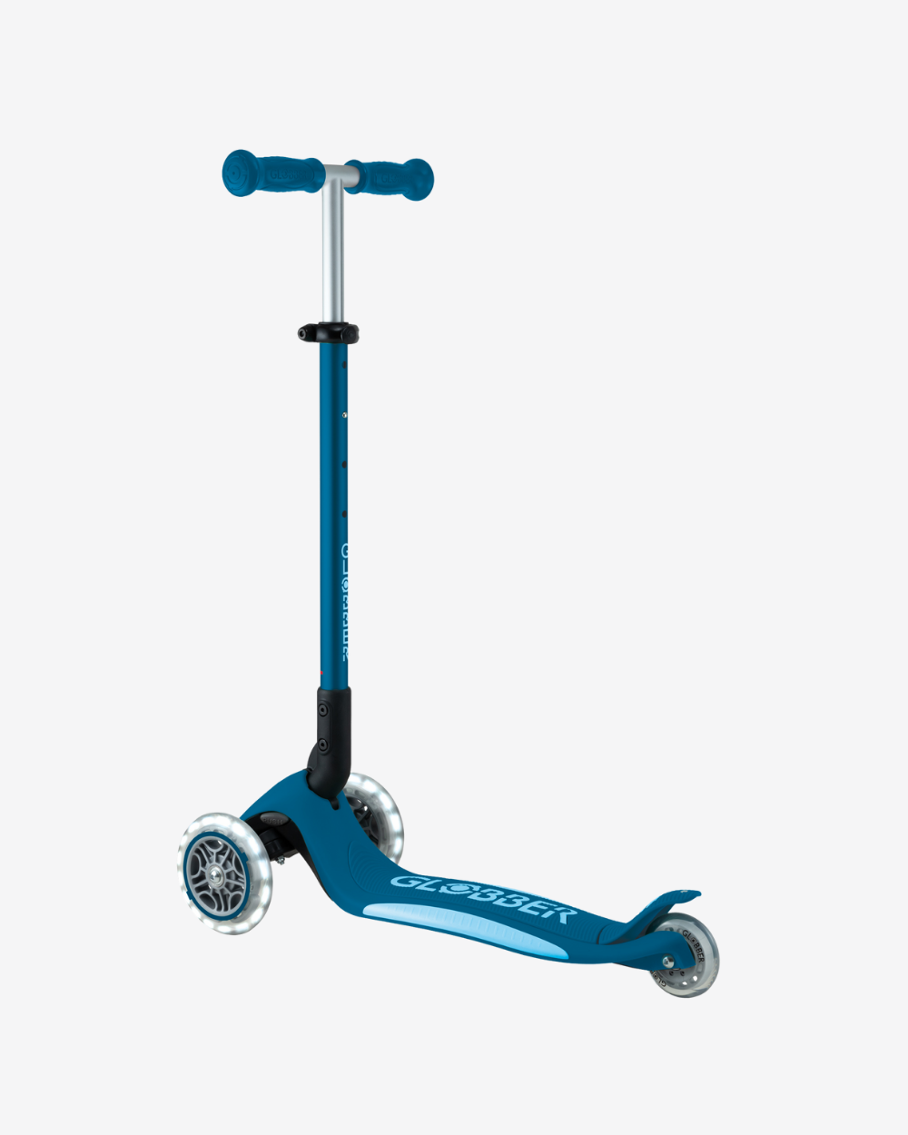 Globber Primo V2 3 Wheel Kids Scooter Foldable Plus | Light Up Petrol Blue