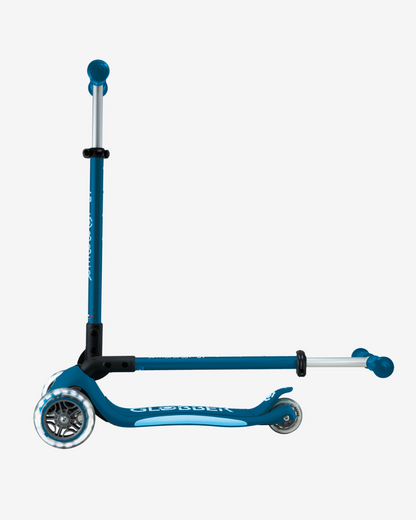 Globber Primo V2 3 Wheel Kids Scooter Foldable Plus | Light Up Petrol Blue