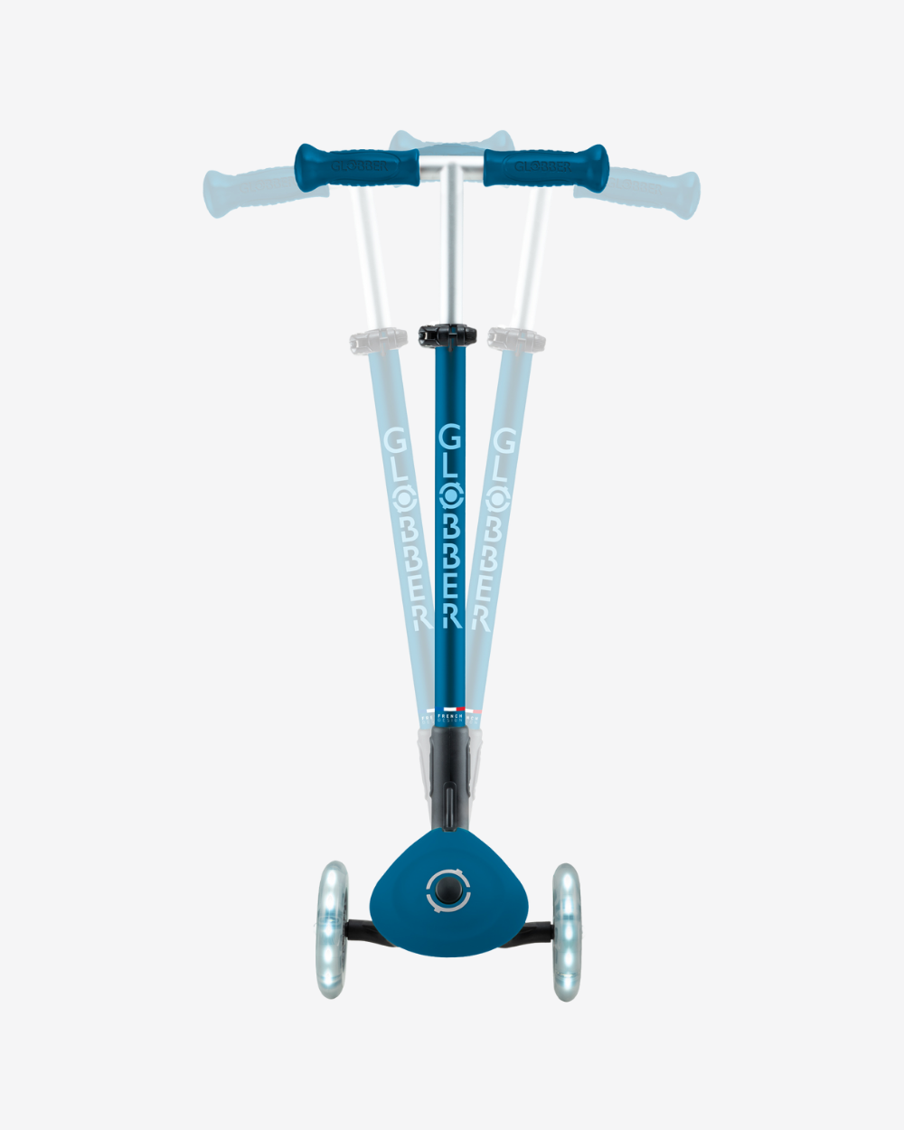 Globber Primo V2 3 Wheel Kids Scooter Foldable Plus | Light Up Petrol Blue