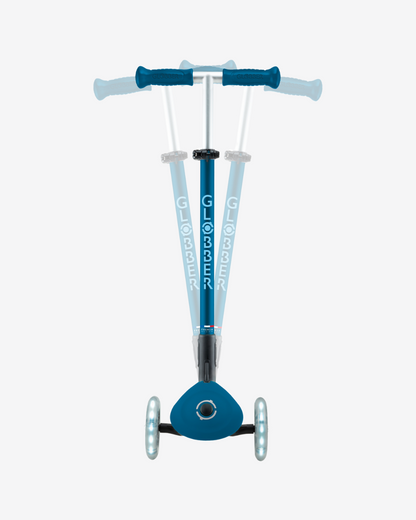 Globber Primo V2 3 Wheel Kids Scooter Foldable Plus | Light Up Petrol Blue