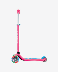 Globber Primo V2 3 Wheel Kids Scooter | Light Up Fuchsia Pink / Sky Blue