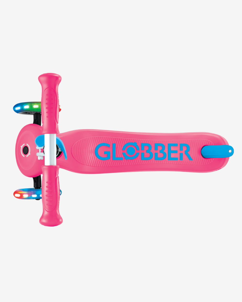 Globber Primo V2 3 Wheel Kids Scooter | Light Up Fuchsia Pink / Sky Blue