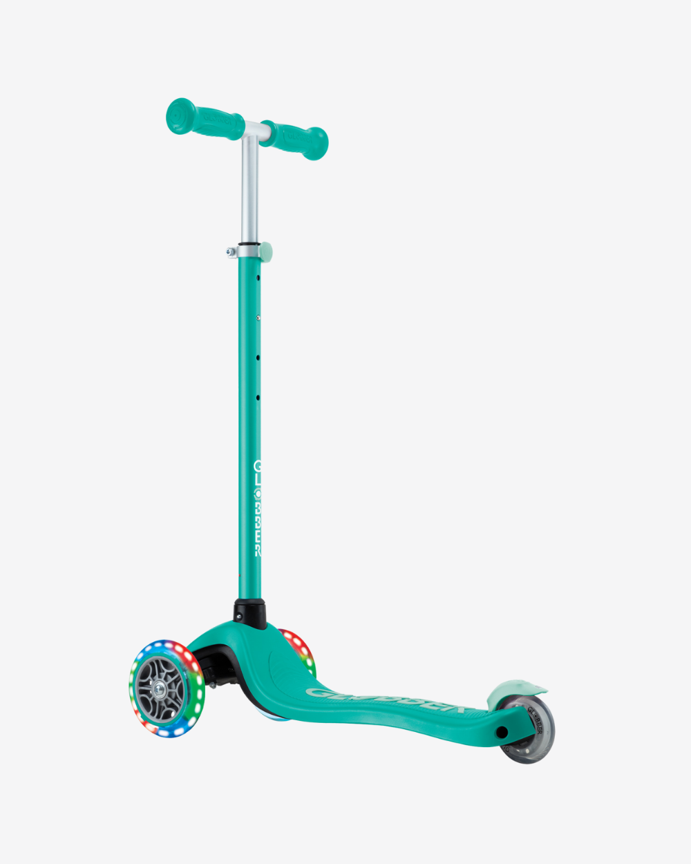 Globber Primo V2 3 Wheel Kids Scooter | Light Up Emerald Green / Mint