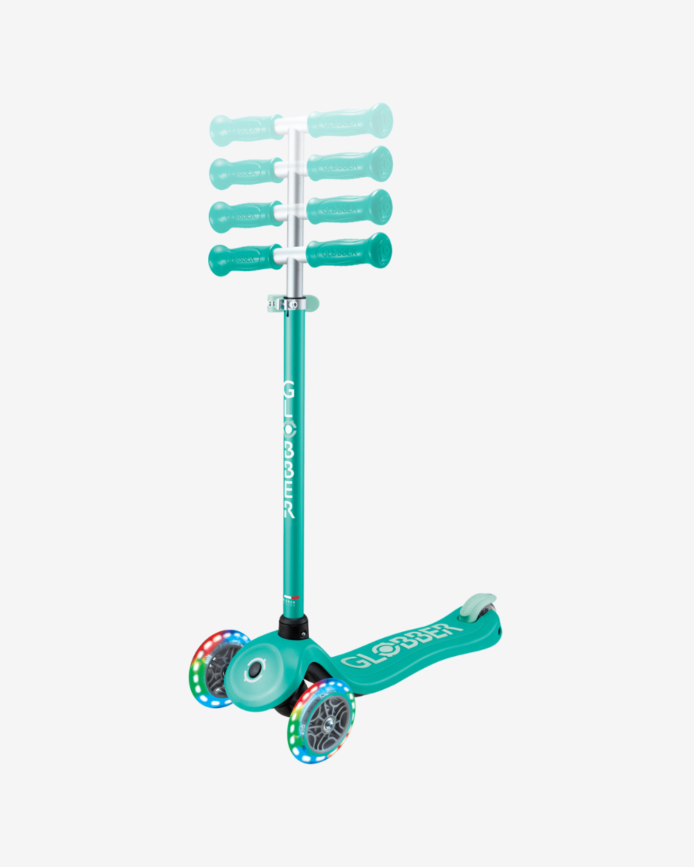 Globber Primo V2 3 Wheel Kids Scooter | Light Up Emerald Green / Mint