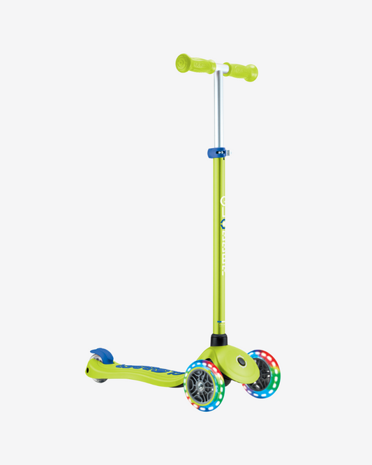 Globber Primo V2 3 Wheel Kids Scooter | Light Up Lime Green / Navy Blue