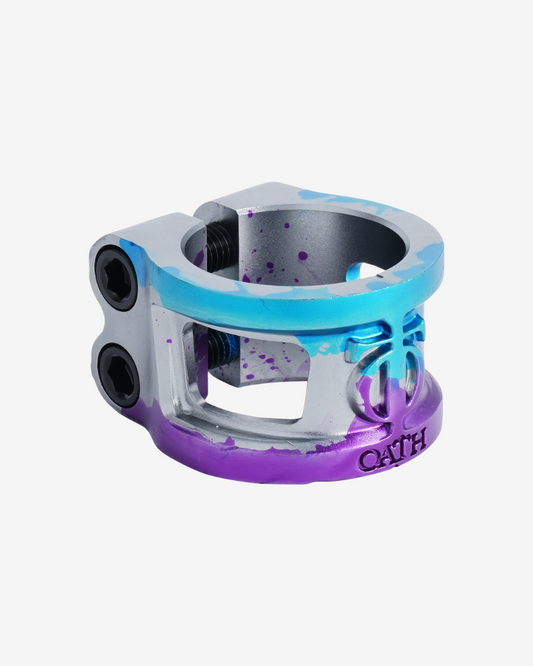 Oath Components | Cage V2 Alloy 2 Bolt Clamp | Blue/Purple/Titanium