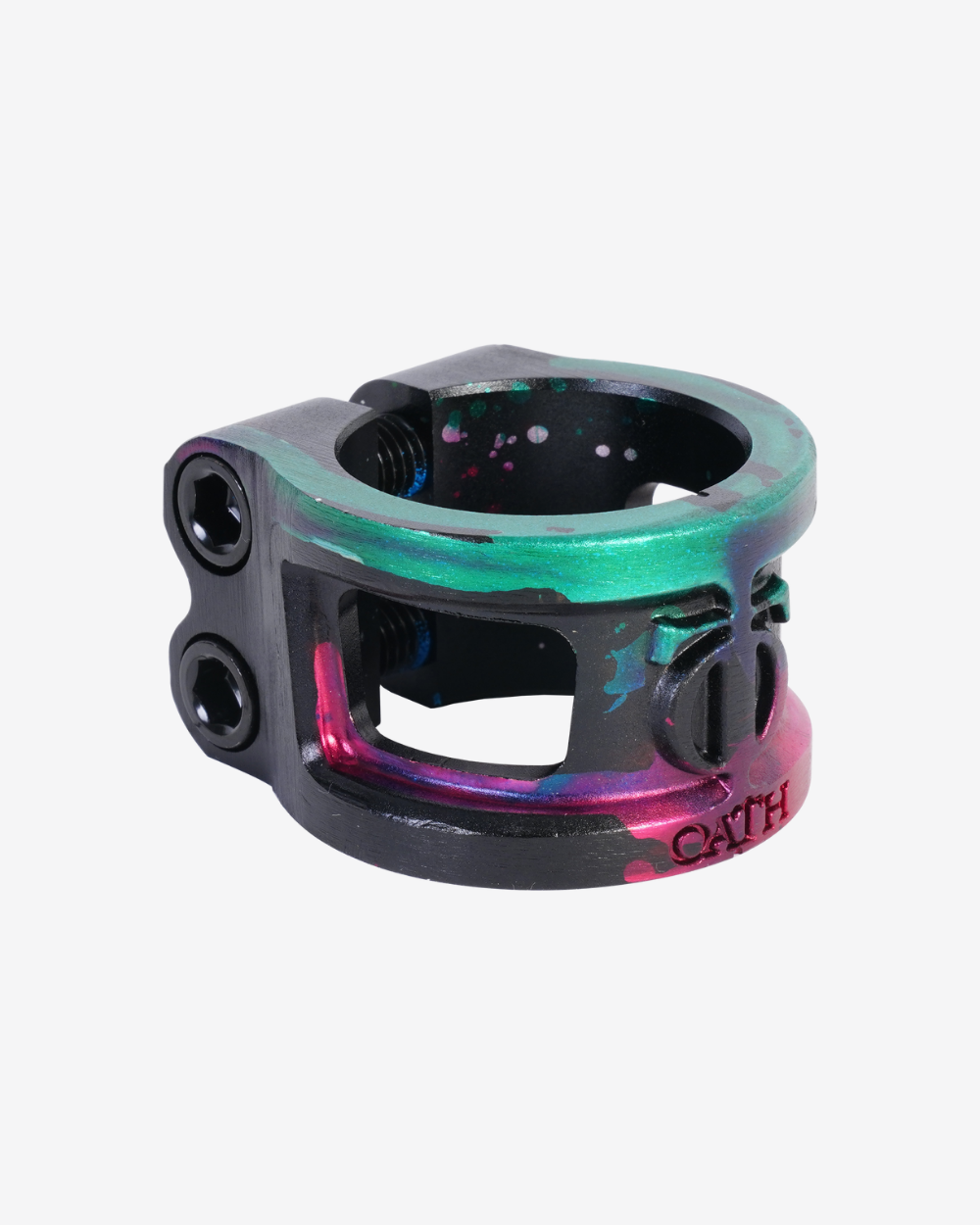 Oath Components | Cage V2 Alloy 2 Bolt Clamp | Green/Pink/Black