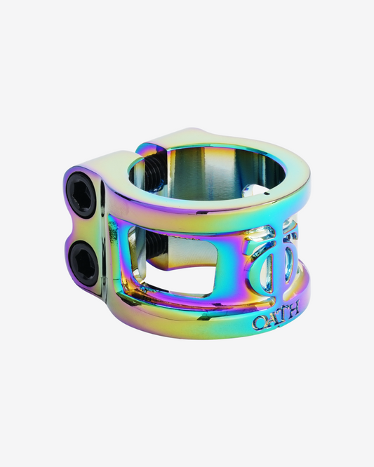 Oath Components | Cage V2 Alloy 2 Bolt Clamp | Neo Chrome