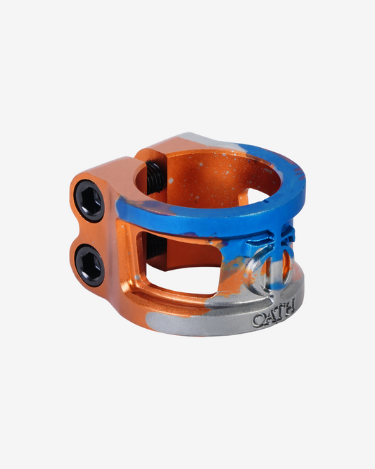 Oath Components | Cage V2 Alloy 2 Bolt Clamp | Orange/Blue/Titanium