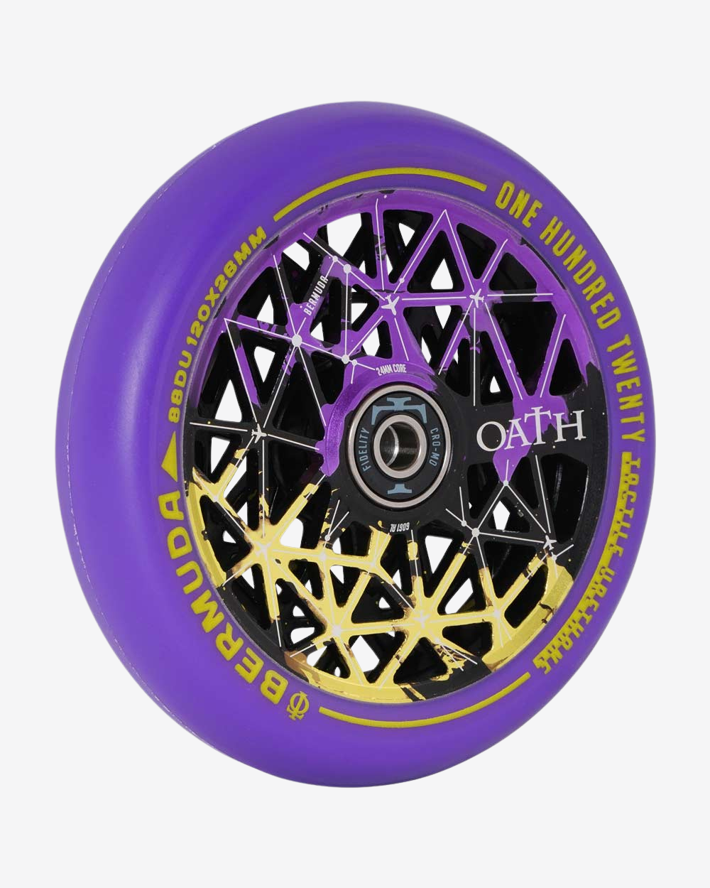 Oath Components | Bermuda 120mm Wheels | Black/Purple/Yellow