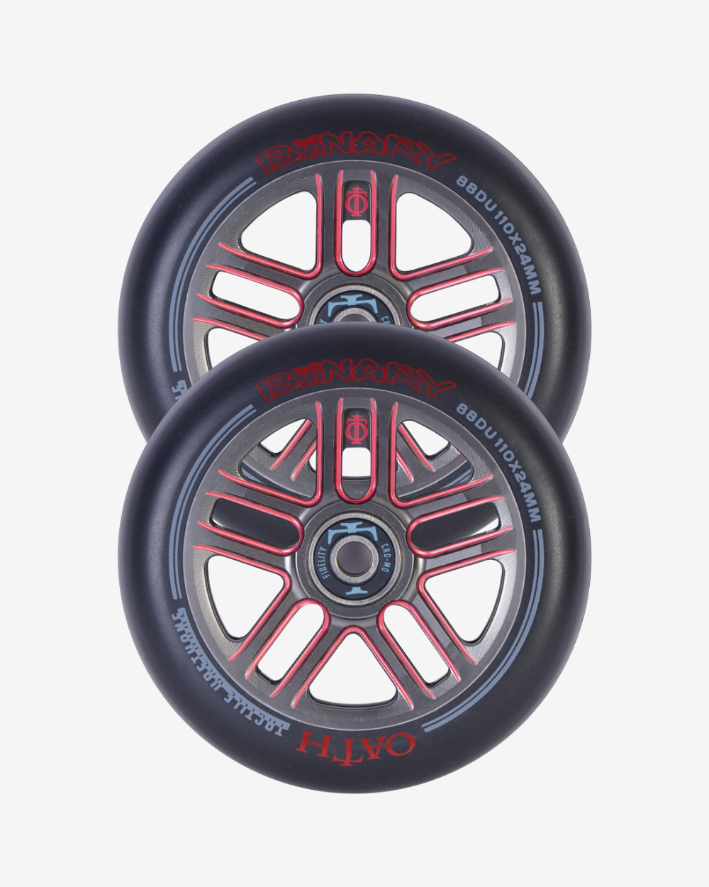 Oath Components | Binary 110mm x 24mm Wheels | Red/Titanium