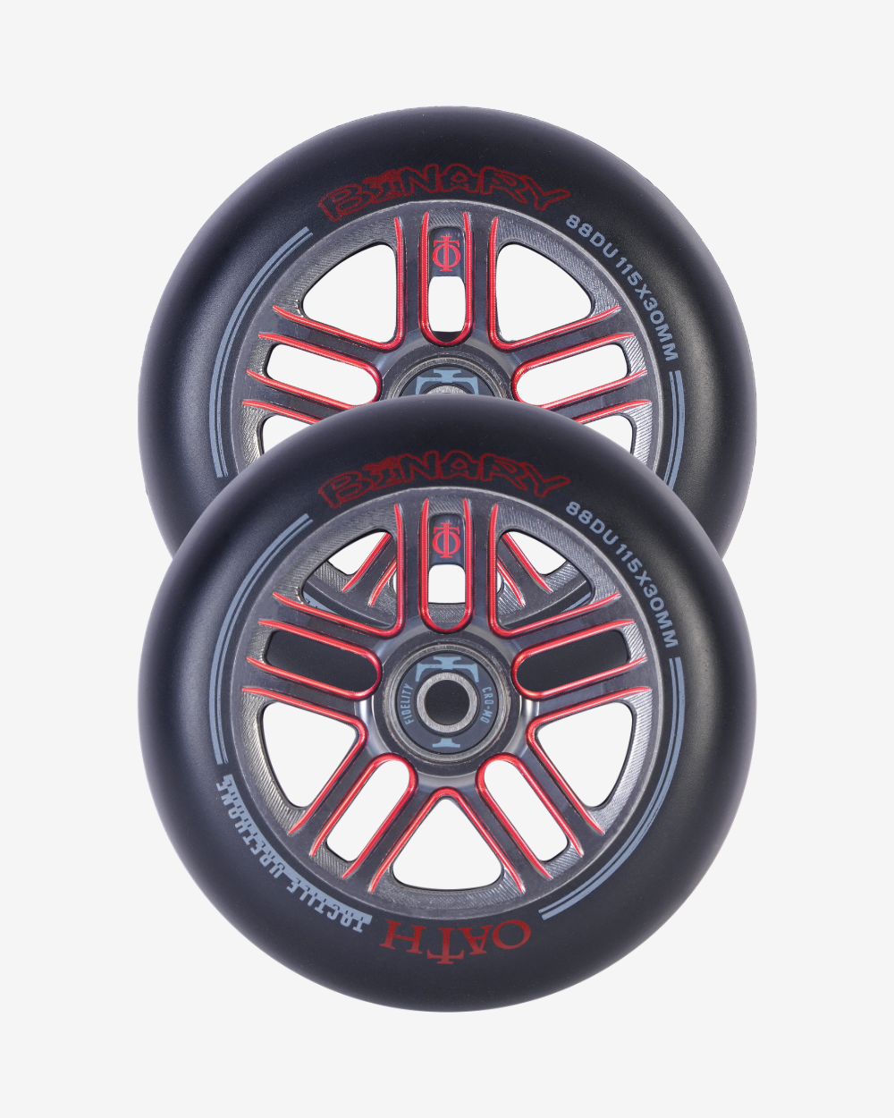 Oath Components | Binary 115mm x 30mm Wheels | Red/Titanium