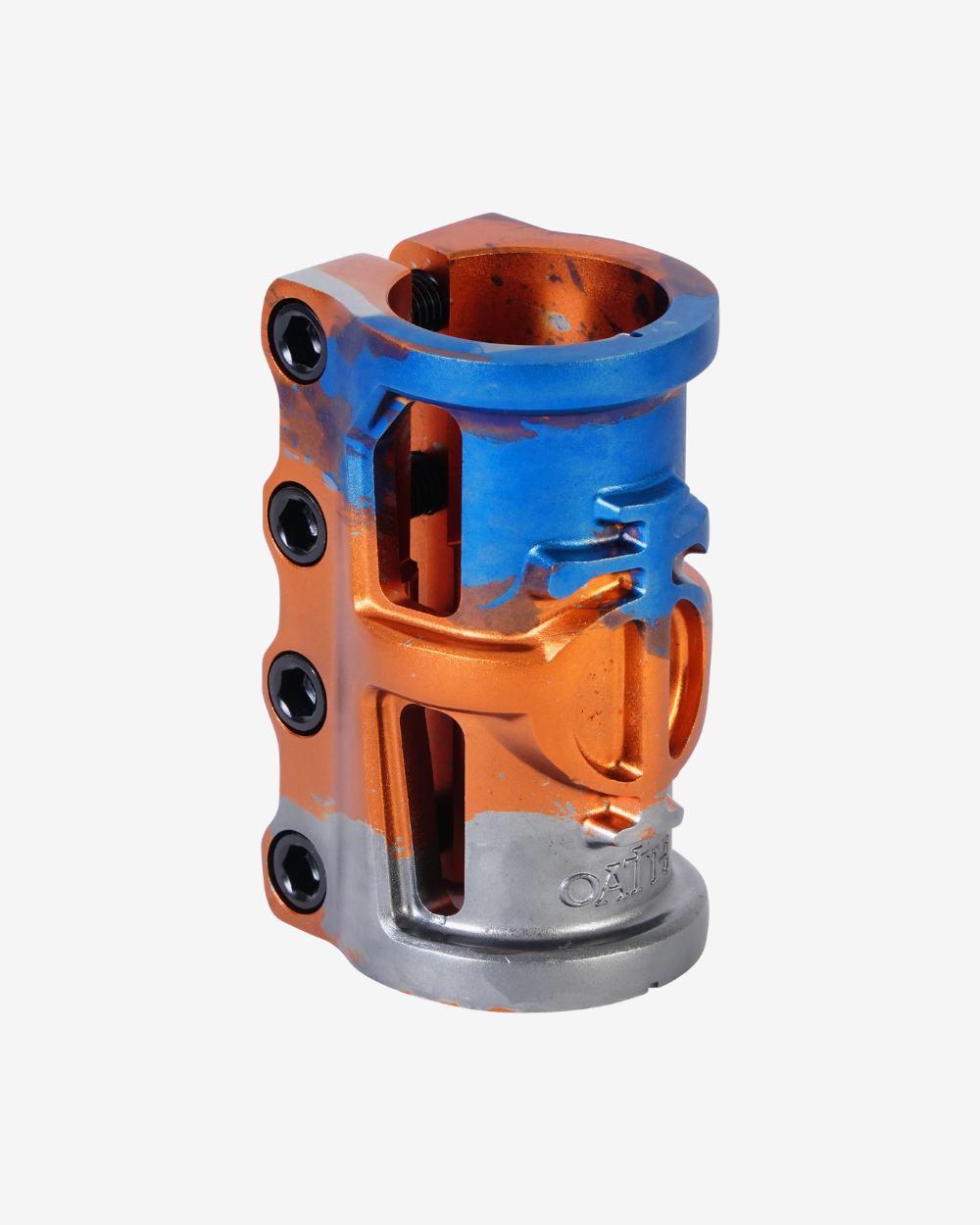 Oath Components | Cage V2 Alloy 4 Bolt SCS Clamp | Orange/Blue/Titanium