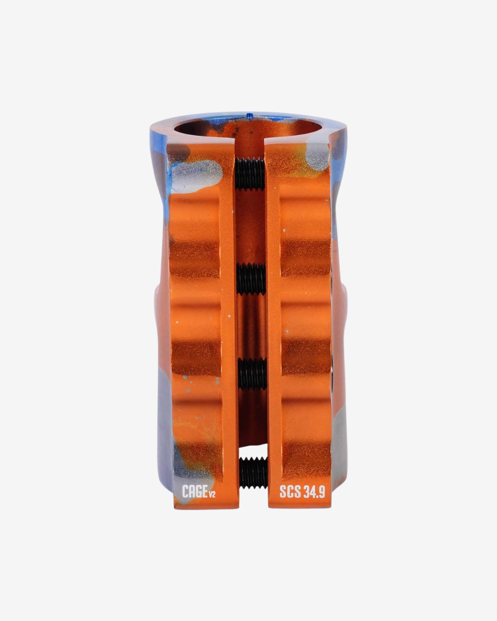 Oath Components | Cage V2 Alloy 4 Bolt SCS Clamp | Orange/Blue/Titanium