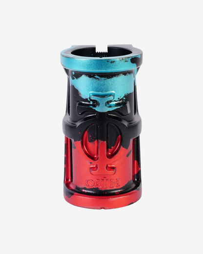 Oath Components | Cage V2 Alloy 4 Bolt SCS Clamp | Black/Teal/Red