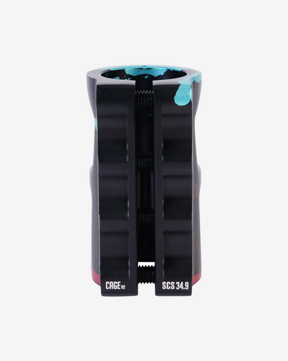 Oath Components | Cage V2 Alloy 4 Bolt SCS Clamp | Black/Teal/Red