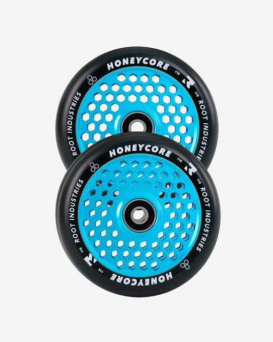 Root Industries Honeycore Wheels 110mm | Black / Sky Blue