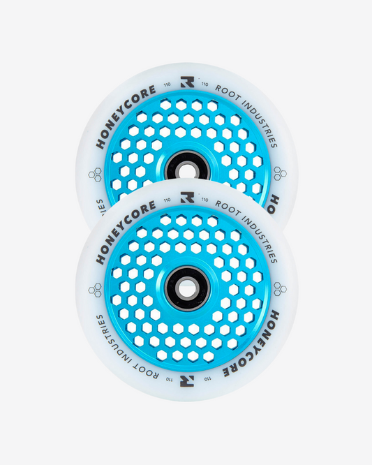 Root Industries Honeycore Wheels 110mm | White/Sky Blue