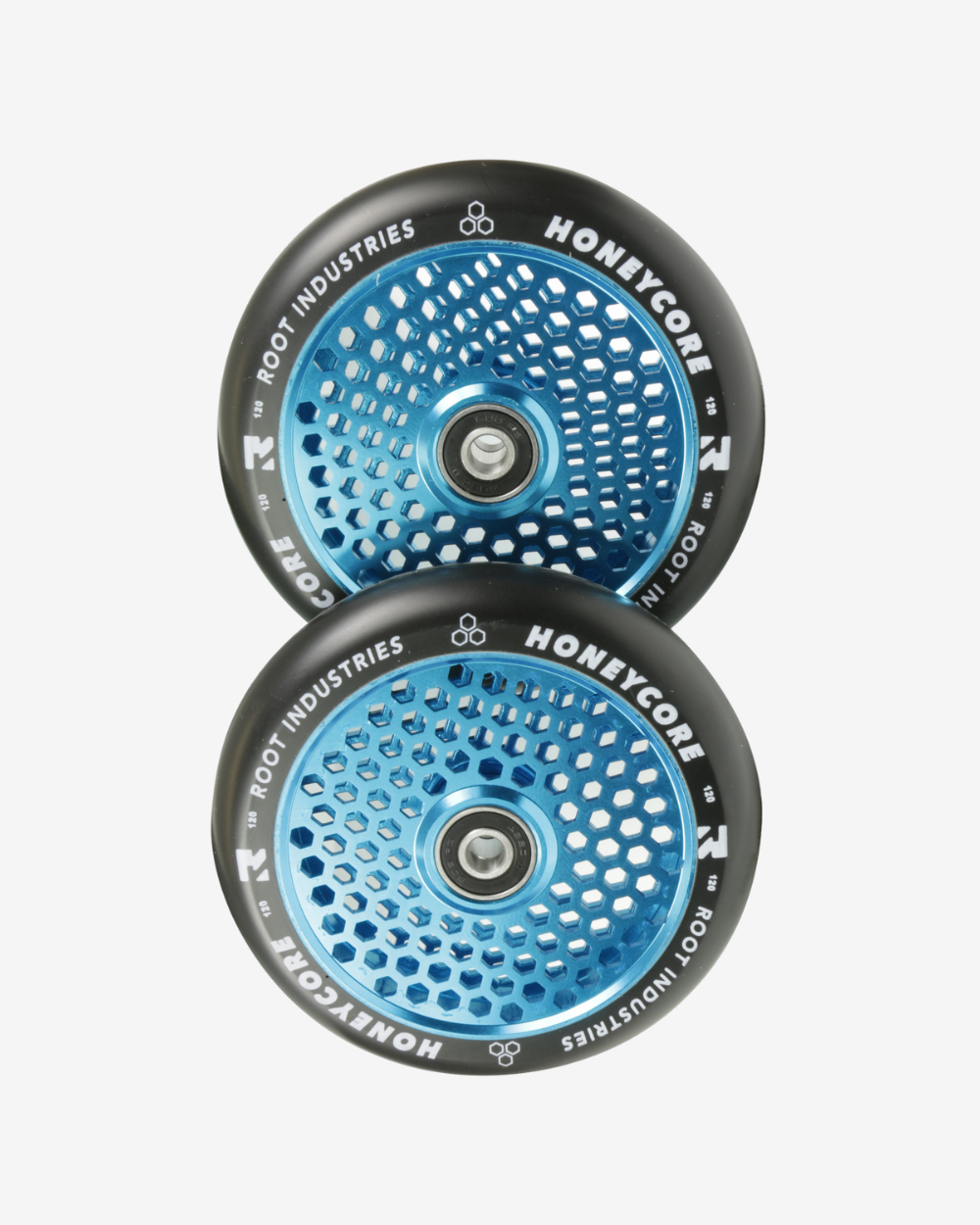 Root Industries Honeycore Wheels 120mm | Black / Sky Blue